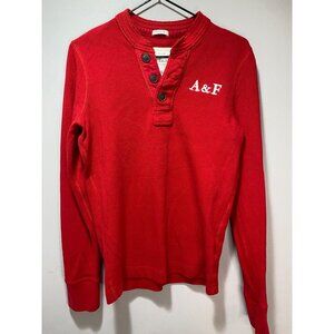 VTG Abercrombie & Fitch Men's S Y2K Red Thermal Waffle Henley Muscle Long Sleeve